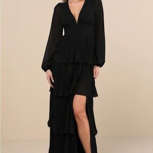 Lulu's Black Layered Long Sleeve Dress